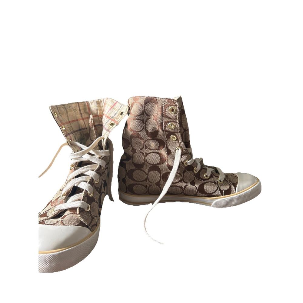 Coach Women’s Size 7B Bonney high Top Converse Style Sneakers - Picture 6 of 13